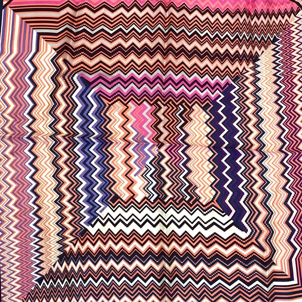 Missoni Zigzag Silk Scarf in Pink, Purple, Orange, Blue
